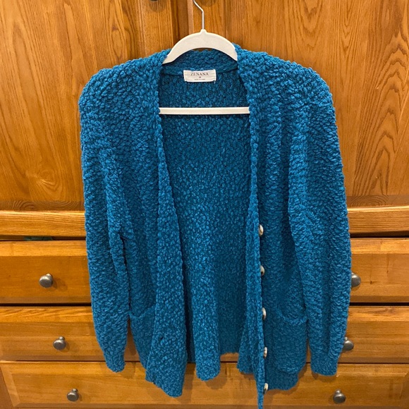 Zenana Outfitters Sweaters - Zenana popcorn sweater in teal size medium
